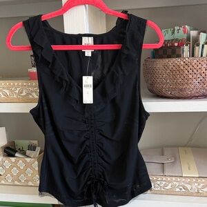 NWT Maeve Black Ruffled Blouse from Anthropologie! Size XL. Elegant!